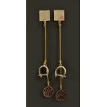 Bugari - a pair of double drop earrings,