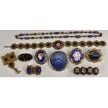 Jewellery - a Neoclassical oval portrait brooch, maiden facing left, blue ground,