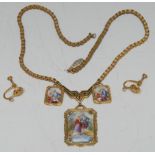 A French porcelain and gilt metal necklet,