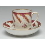 A Chelsea-Derby 'artichoke-moulded' coffee cup and saucer,