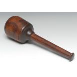 Treen - a large 19th century turned lignum vitae pestle, 33cm long, c.