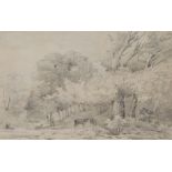 Elizabeh Ainsworth (early 19th century) The Blasted Oak, Kew Gardens pencil drawing,