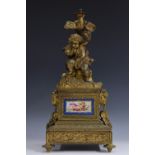 A 19th century French porcelain mounted gilt metal figural lamp,