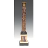 An early 19th century Blue John and ormolu mounted column, Five vein,