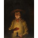 English School (19th century) Sheltering the Flame oil on panel, 36cm x 28.