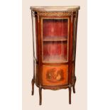 A Louis XV Revival gilt metal mounted mahogany and Vernis Martin shaped serpentine vitrine,