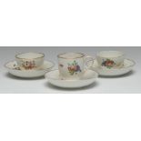 A Chelsea-Derby coffee cup and saucer, painted in the manner of James Giles,