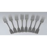 A set of three Victorian silver Fiddle pattern forks, London 1843; others London, 1830, 1832, 1835,