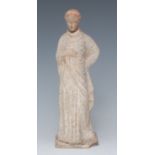 A 'Roman' terracotta figure, of a classical lady, standing in flowing robes,