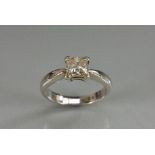 A contemporary princess cut diamond solitaire ring, princess cut certified diamond weighting 1.