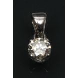 A fine solitaire diamond pendant, round modern brilliant cut diamond, approx 7.05mm x 4.