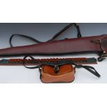 An English panel hide leather gun slip, fleece lined,