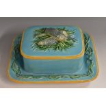 A Minton Majolica rounded rectangular sardine box,