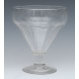 A 19th century clear glass rummer, fluted knopped column, circular base, 18.5cm high. c.