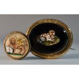 A late 19th century micro mosaic brooch, Lion of Venice, gilt metal frame,