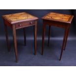 A 19th century mahogany side table, the top inlaid with a clover, tapered square legs, 72cm high,