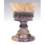 A 19th century Blue John goblet, attributed to William Royse, Millars vein, waisted flared bowl,