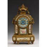 A French Second Empire porcelain mounted gilt bronze mantel clock, by Futvoye, Paris, 11.