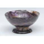 A Blue John pedestal bowl, Winnats Five vein, 5.5cm diam, c.