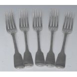 A set of three William IV silver Fiddle pattern forks, London,