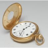 A George V 18ct gold gentleman's half-hunter pocket watch, 3.