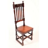 A late 17th century oak side chair,