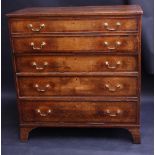 A George III mahogany crossbanded oak secretaire chest,