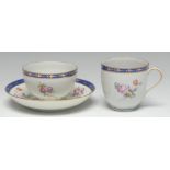 A Chelsea-Derby spirally-fluted coffee cup, tea bowl and saucer,