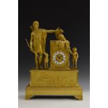 A French Empire gilt bronze library mantel clock, 8.