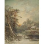 E Partridge (19th century) Snowy Landscape signed, oil on canvas, 44.