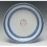 An 18th century Chinese Export porcelain circular saucer dish,