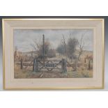 English School (20th century) The Railway Crossing pastel,