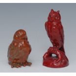 A Bernard Moore flambé model of an owl, with applied glass eyes, 9.