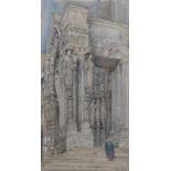 H Wilson (late 19th century) North Portal, Chartres Cathedral signed, dated 1890,