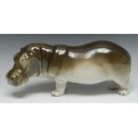 A Royal Dux model, of a hippopotamus, 32cm wide,