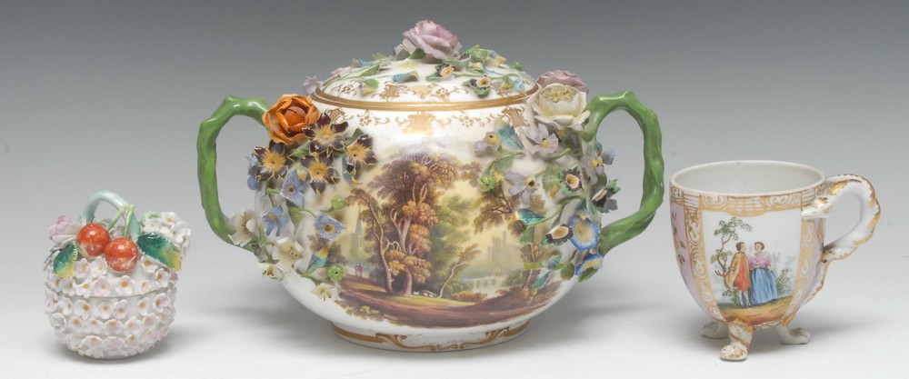 A 19th century Meissen Named-View ovoid vase and cover, Yorkshire,