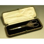 A pair of silver hafted presentation scissors,