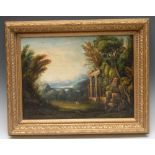 English School (19th century) Picturesque Landscape with Ruins oil on canvas, 29cm x 39.