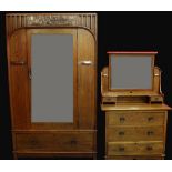 An Arts & Crafts two piece bedroom suite by Harris Lebus, pat.no.