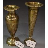 An Edward VII silver trumpet vase,