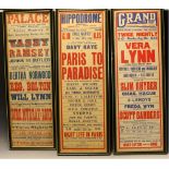 A mid 20th century Derby Hippodrome theatre playbill, mounted on board, framed, 79.5cm x 28.