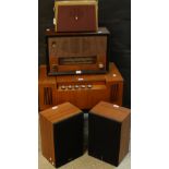 A Marconi floor standing record player, teak cased,