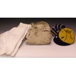 Vintage Costume - two school caps; two pairs of cricket shorts;