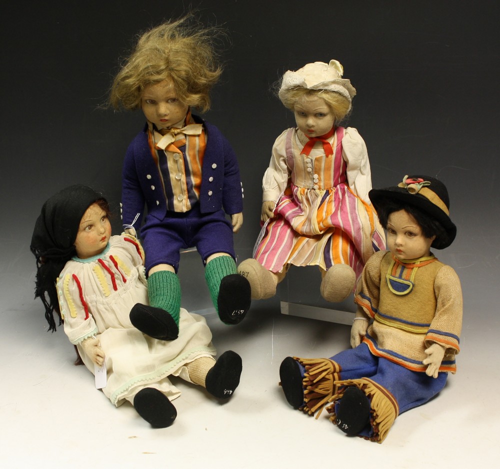 Four Norah Wellings type costume dolls