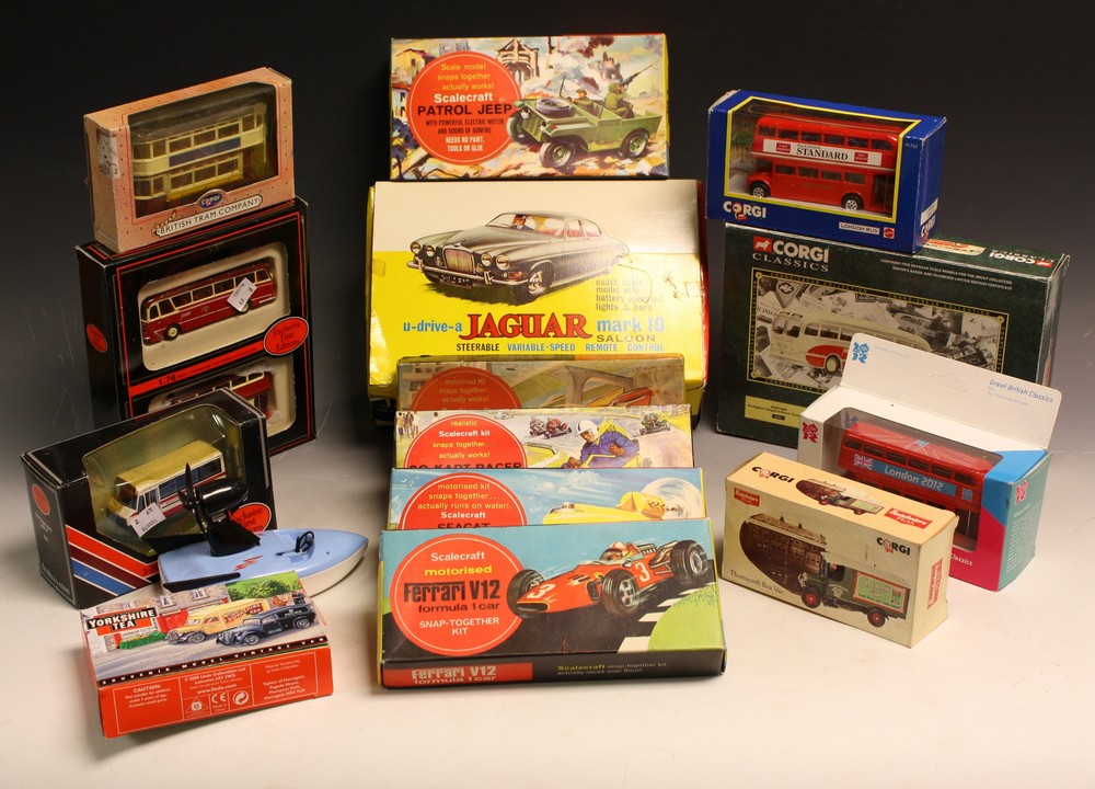 Model Cars - Scalecraft Kits, including Aerocar, Ferrari V12, Patrol Jeep, Go-Kart Racer and Seacat,