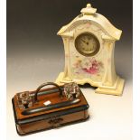 A Victorian mahogany ink stand with drawer;