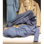 Vintage Fashion - a vintage retro Dereta knitted full length coat; C & A blue Trench coat; another,