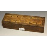 A set of bone dominoes; a mahogany cribbage box,