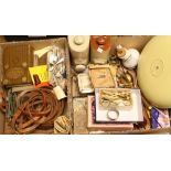 Boxes and Objects - medical items including first aid tin, eye bath in box,