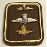 An enamel RAF sweetheart brooch; another, similar; a gilt brooch,